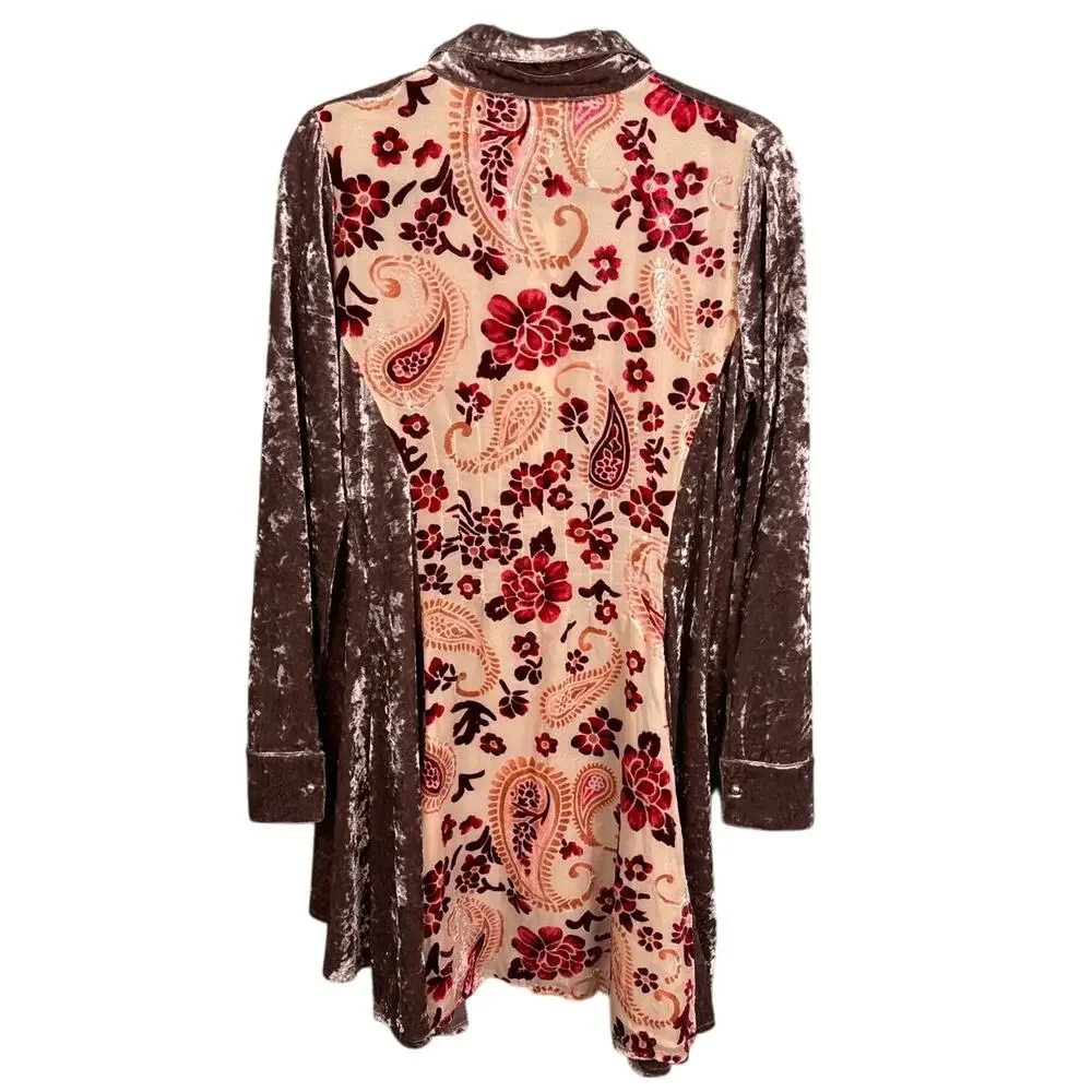 Adore Velvet Burnout Tunic Floral Oversized Boho Chic Indie Flowy Romantic SZ S